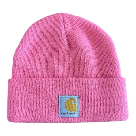 Cathartt Kids’ Knitted Pink Beanie Fold Up Cuff One Size - Picture 1 of 5